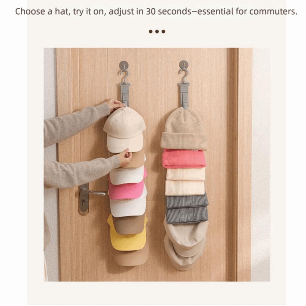 Metal Hanging Hat Storage Clips Holder with 8 Non-Slip Clips Cap Storage Hooks  Door
