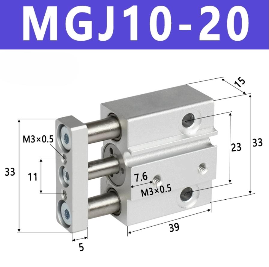 SMC Micro Guide Rod Cylinder MGJ/TCM6/MGJ-10-5 MGJ-10-15-20-25-30-40 Small Three-rod Cylinder