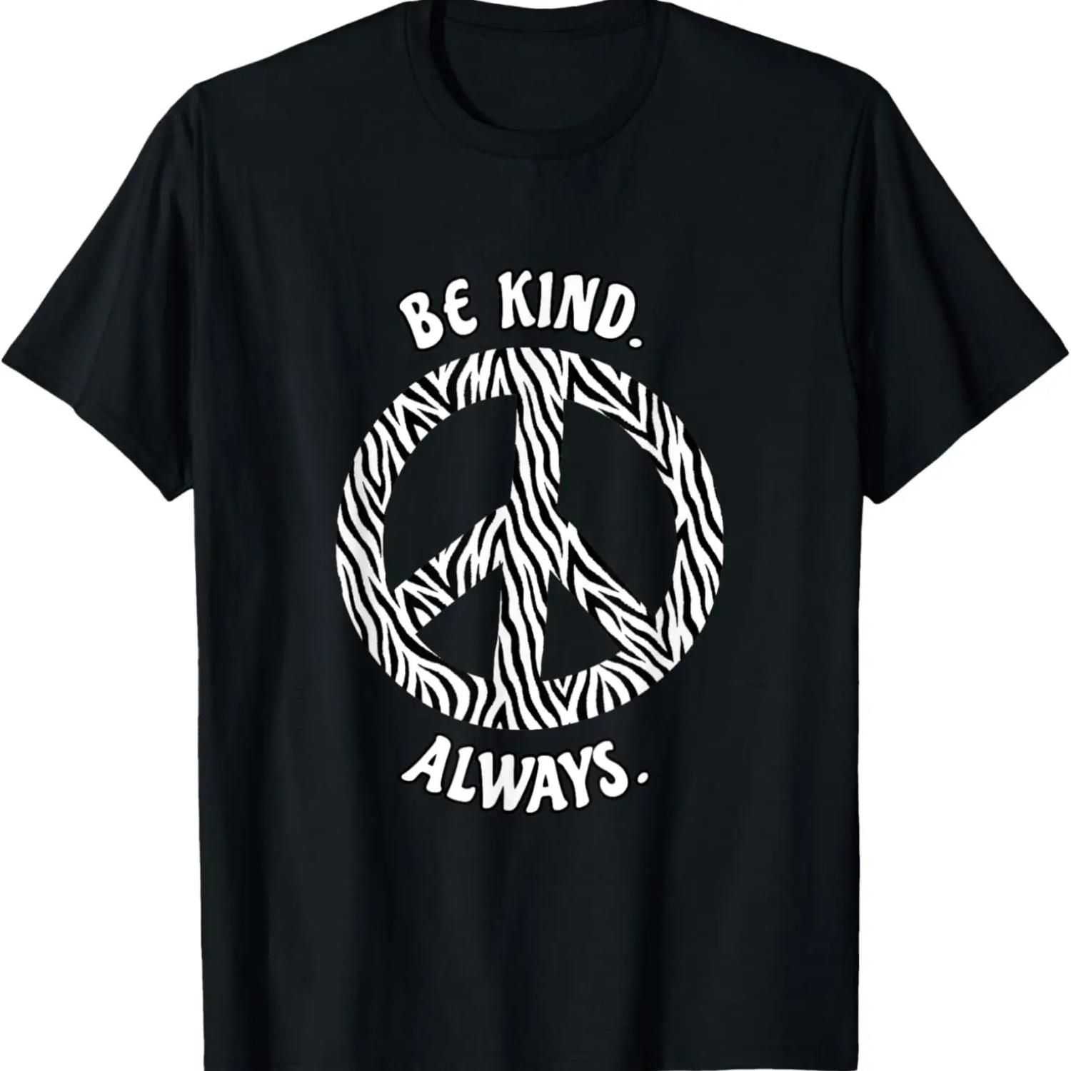 BE KIND ALWAYS ANIMAL LOVERS ZEBRA PEACE SIGN T-Shirt S