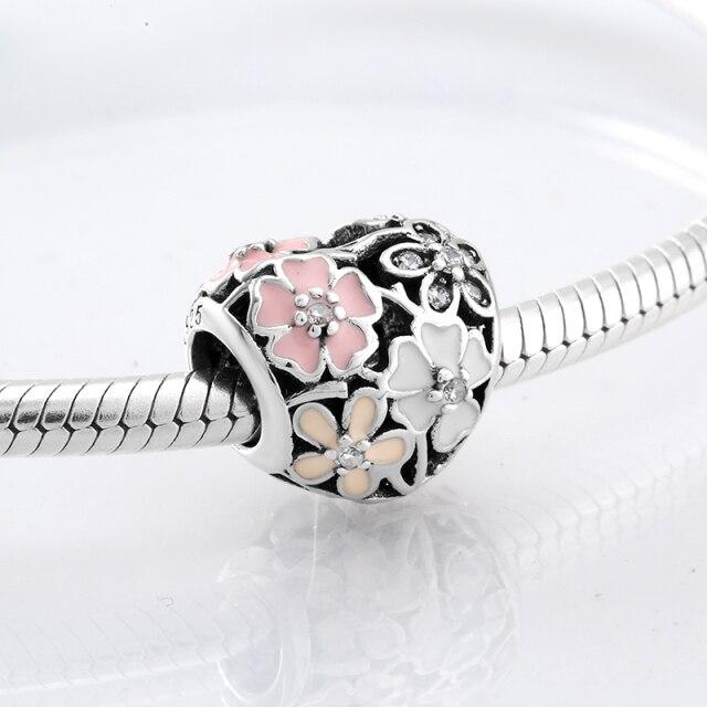 Perles fines en argent sterling 925 de forme ronde La famille est là où l'amour grandit Perles fines à faire soi-même adaptées aux bracelets à breloques originaux Fabrication de bijoux