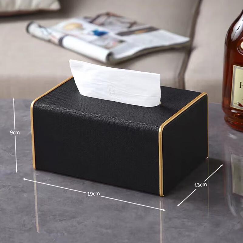 Lauren Black Gold Leather Tissue Box