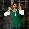 Women's Casual Fashion Sexy Comfortable V-neck Button Stitching Color Three-quarter Sleeve Top