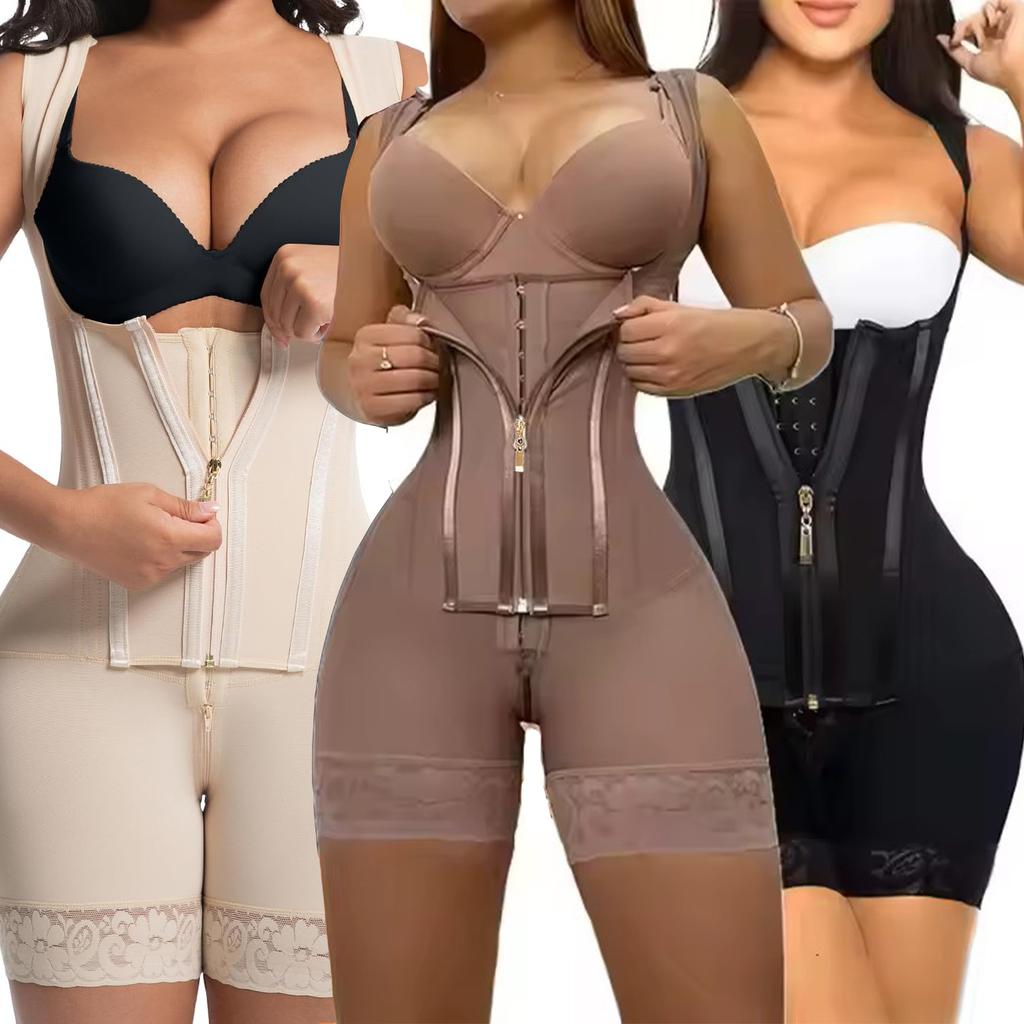 Women's Plus Size High Waist Tummy Control Body Shaper Fajas Colombianas BBL Shapewear Compression Bodysuit With Hooks and Zipper