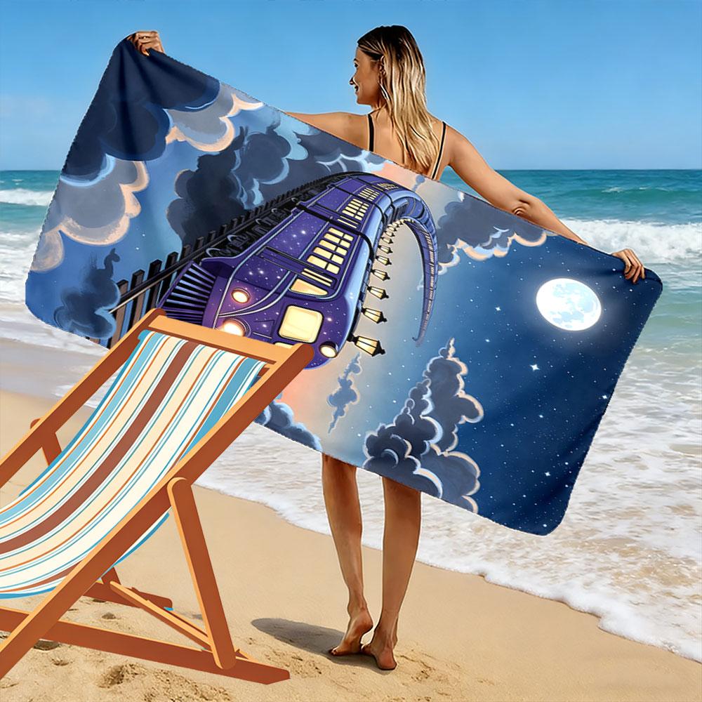 Dreamy night voyage Print beach towel, quick drying, suitable for travel, outdoor sports, jogging, the beach and swimming, gift