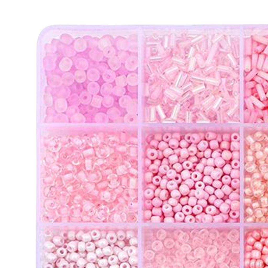 15 Colors Glass Beads Set for Bracelet Making Tube Kit Spacer Handcrafted DIY Craft