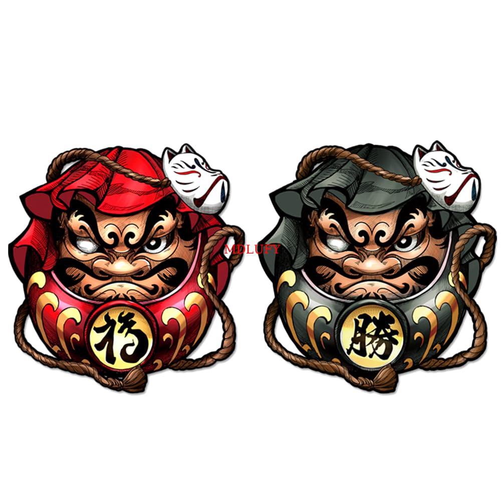 MDLUFY Car Sticker Daruma 3D Sticker Prayer Daruma Scott Sticker Bike Sticker Car Door Decoration Decal Car Window (Green-5.6"*5.9")