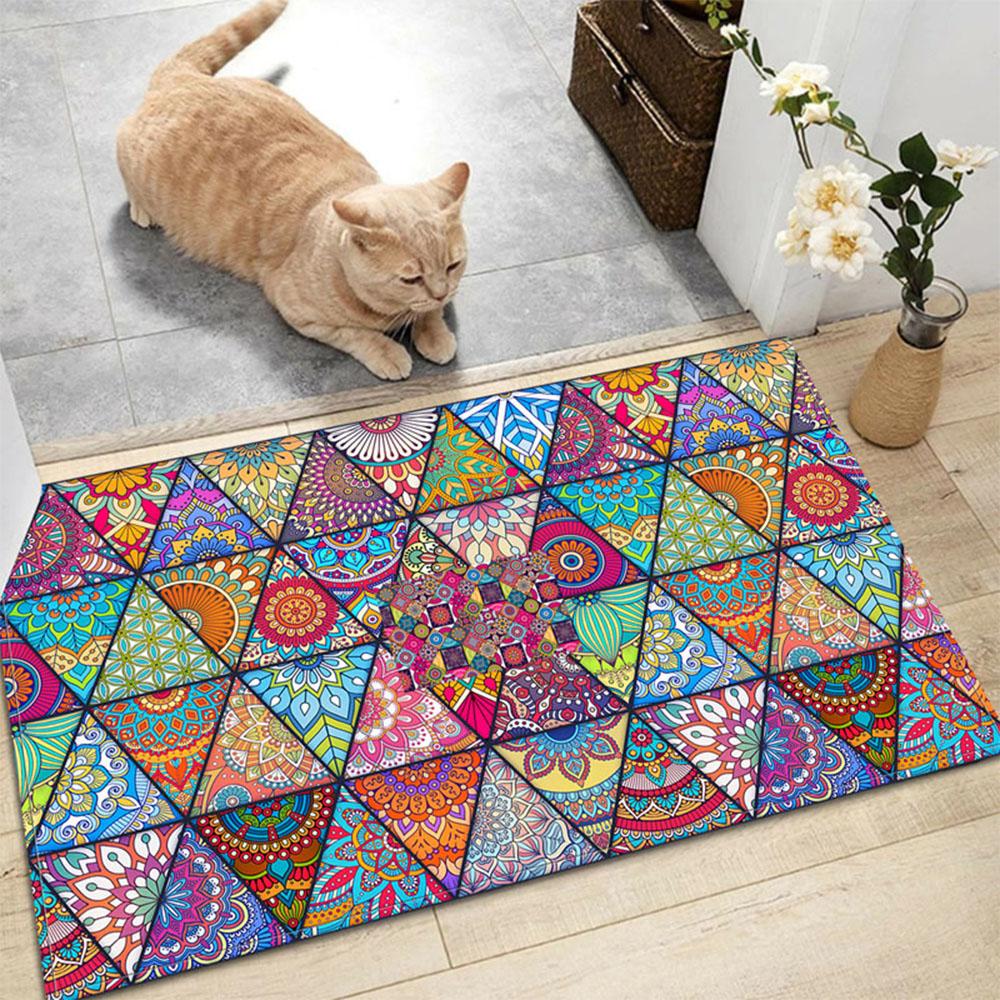 

1PC mandala fancy kitchen living room bathroom carpet mat doormat waterproof non-slip carpet, can wash home decoration strip car 40x60cm