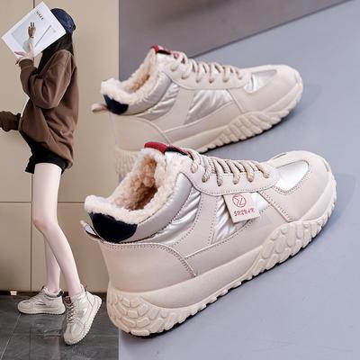 Fleece Warm High-top Cotton Shoes Women's New Winter Versatile Thickened Large Cotton Casual Sports Shoes K
