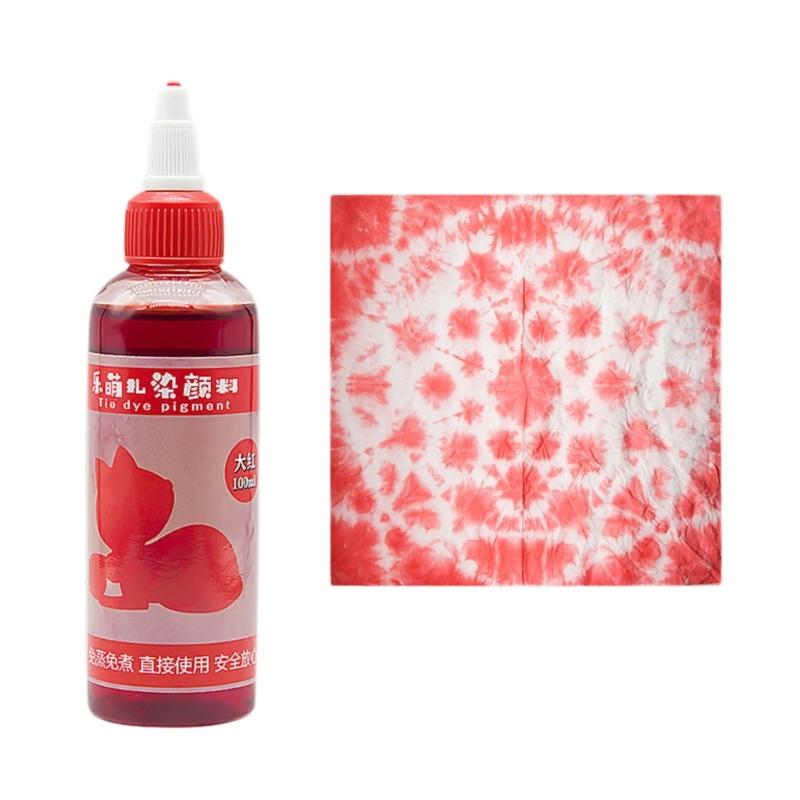 

Fabric Tie Dye 100ml Tie Dye Color Fade Resistant Safe to Kids for Dyeing Fabric Clothes Painting Party Game Supplies красный