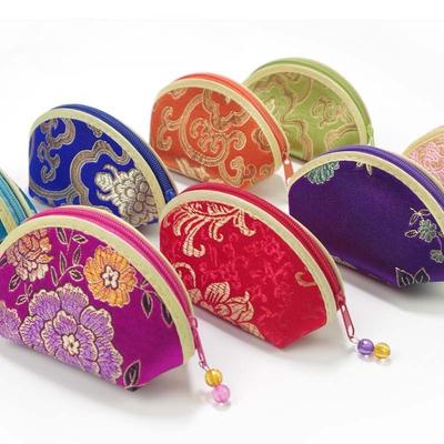 Portamonete Raffinato in Seta Stile Cinese con Zip Raffinata Borsa per Soldi Chiavi Monete Borsa per Gioielli da Donna