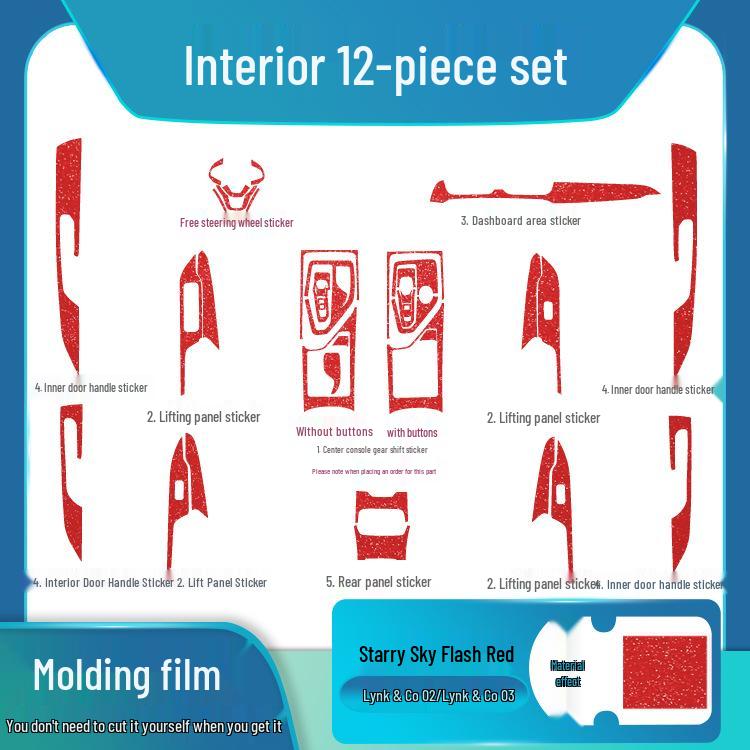 Sternenhimmel-Folie für Lynk&Co 01 Innenraum, Beschädigungsfreie Ersatzlösung für Modifikation: Modelle 02, Flammpunkt 05, Matt 06 Aufkleber.