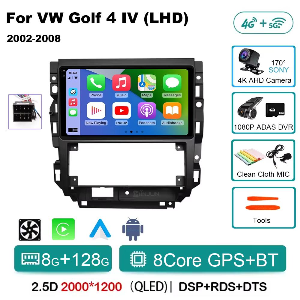 Car Radio Android 14 For Volkswagen VW Golf 4 IV LHD 2002-2008 Jetta MK4 Classics Qualcomm Multimedia Player Carplay GPS Auto