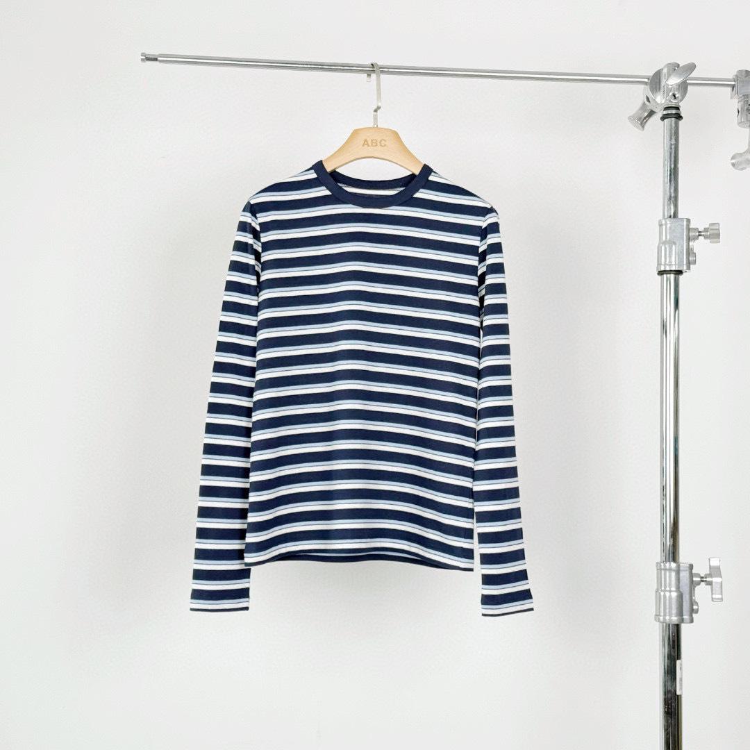 Retro Blue & White Striped Women s Cotton Long Sleeve T-shirt LST030 L