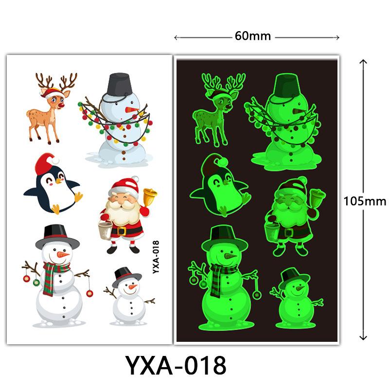 Christmas Luminous Tattoo Sticker Glowing Waterproof Sweat Cute Cartoon Holiday Party Temporary Sticker
