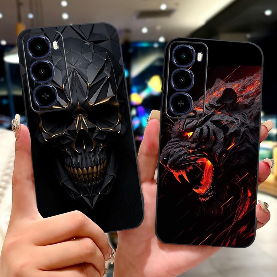 Cool Dragon Lion Tiger Cartoon 2D Printed Pattern Casing For Itel City 100 City100 Case Soft Silicone Black Back Cover Landscape