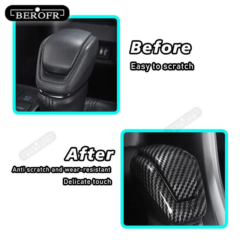 Car gear hood Carbon fibre Shift Knob Gear Side Cover DSG Emblem For Toyota Harrier / Venza