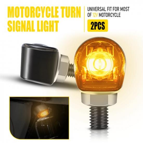 2X Amber LED Signals Turn Indicator Light Universal Fit Motorcycle Lamp Black