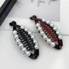 Korean Style Pearl Banana Clip Ponytail Holder Rhinestone Hair Clip Plastic Vertical Clip  Women