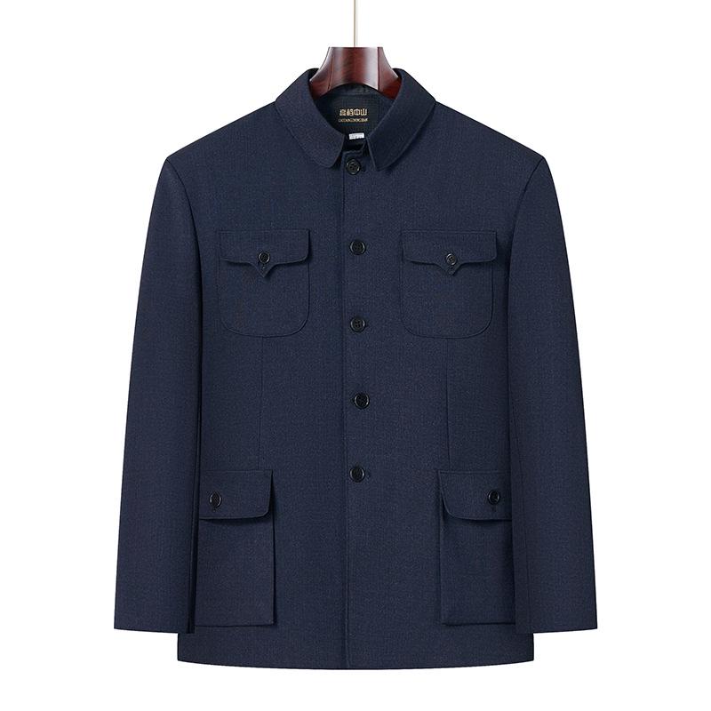Men's Zhongshan Suit Set for Middle-Aged and Elderly - Autumn/Winter Grandpa's Tang Suit Outerwear
