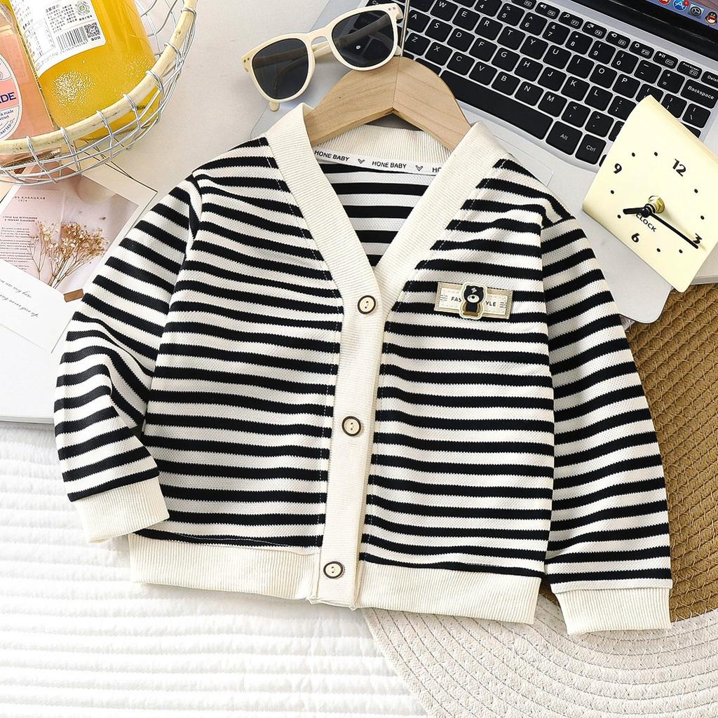 Kids Striped Cardigan Coats Spring Autumn Baby Girls Boys Knit Jackets Children Clothing Fashion Knitwear Sweatshirt 1-10 Years