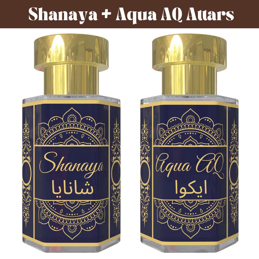 Комбо Ароматических Масел Shanaya Attar и Aqua Attar – Цветочный и Свежий Водный Аромат | Безалкогольный Унисекс Набор Парфюма с Роликовым Аппликатором | 2 × 6 мл Pack - 6 ml