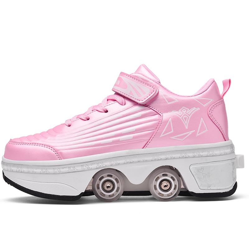 Roller Roller Shoes 4-wheel Deformation Shoes Roller Skates Men's and Women's Adult Runaway Shoes Skating Shoes Shoes with Wheels