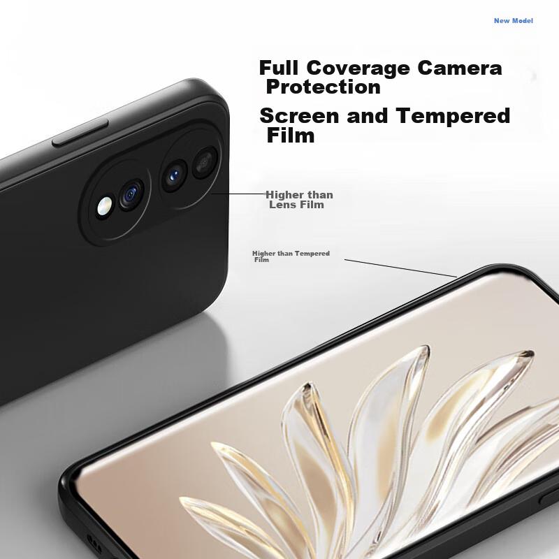 Phone Case for Honor 70, Cloud-Feel Silicone Lens Full Protection Shockproof Ultra-Thin Soft Case Elegant BlackUpgraded Cloud-Feel Silicone