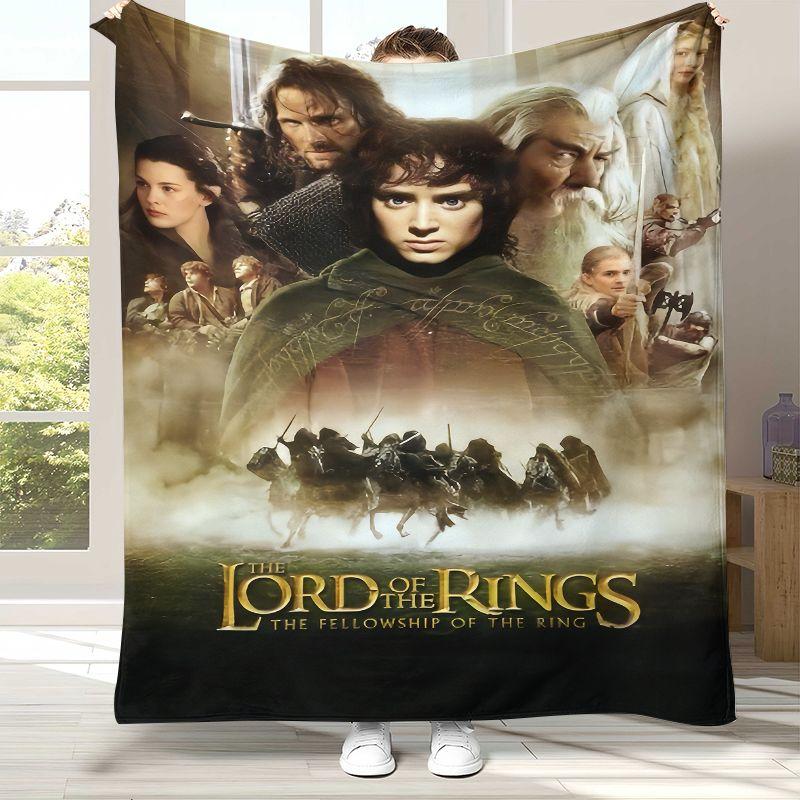 Retro L-Lord of The Rings H-Hobbit Flannel Blanket,Ultra Soft Warm Plush Throw for Home Bedroom Bed Sofa Cover Office Picnic