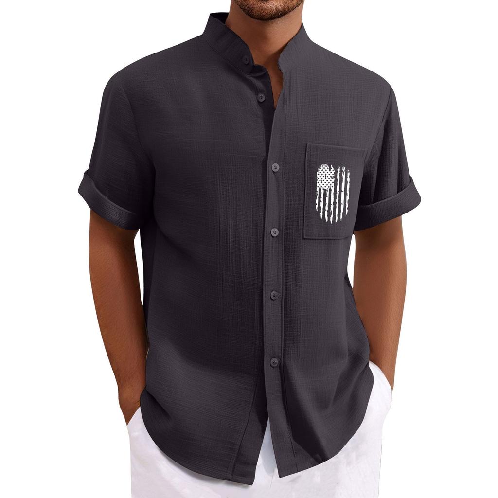 Men'S Casual Loose Short Sleeved Printed Shirt With Fashionable Top