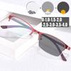 Business Style Pochromic Glasses for Men Women Smart Color Changing Minus Diopter Glasses Half Frame Clear Myopia Eyewear