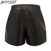 BITCED Women's Minimalist PU Leather Shorts Casual Loose-Fit Shorts