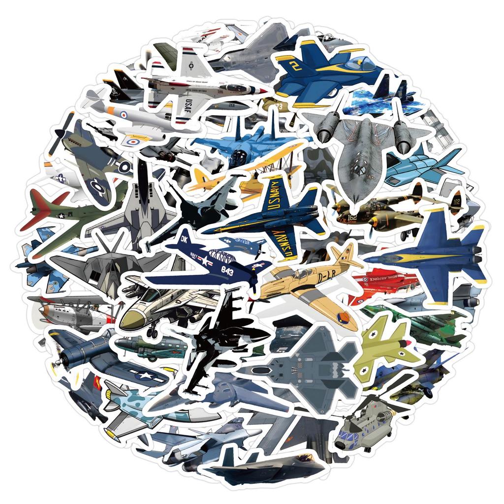 60 Cartoon Fighter Jet Graffiti Stickers for Kids' Journals, Rewards, DIY Decoration, Water Bottles, and Luggage