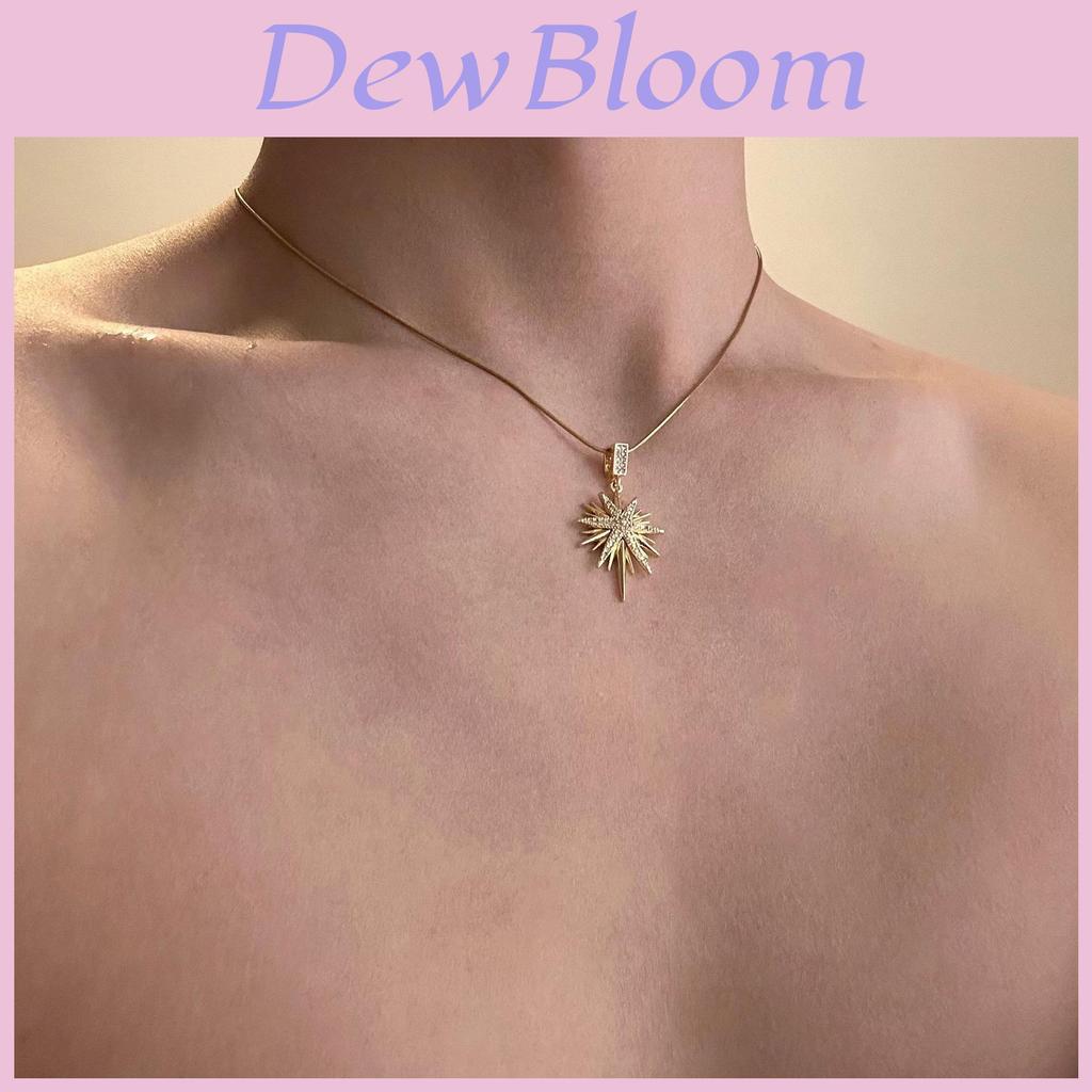 Titanium Steel Geometric Star Pendant Necklace With Zirconia For Fashion Women Men