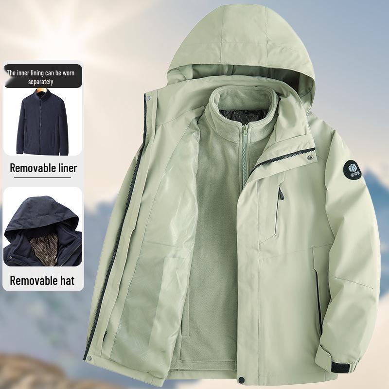 

Men s 3-in-1 Thick Winter Jacket, Middle-aged Dad Style 5XL 190-210 jin