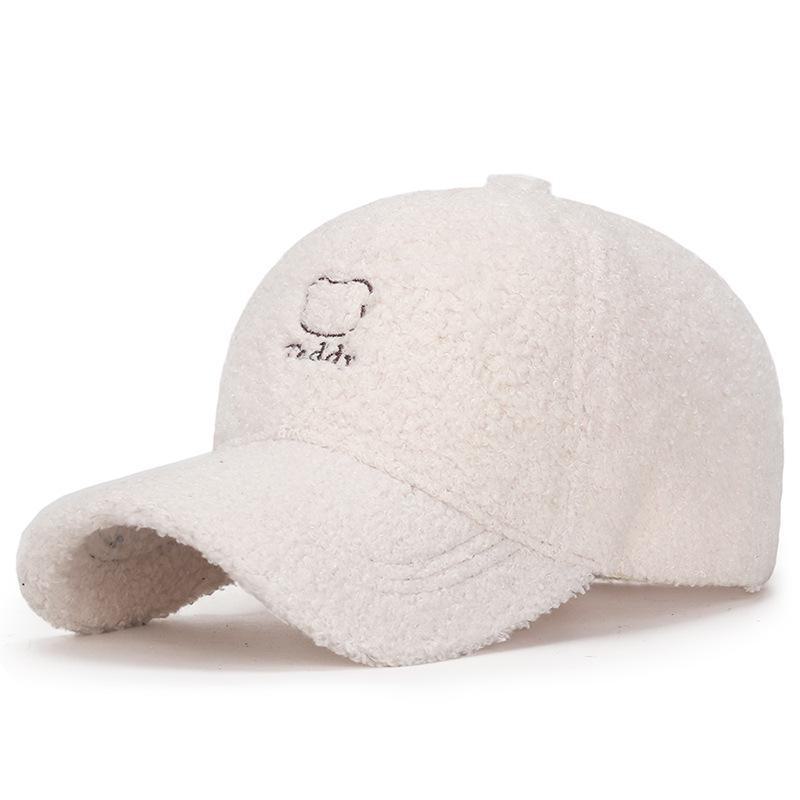 

Модна корейська бейсболка з овечої шкіри: Унісекс, теплі осінь/зима для молодих пар світло-бежевого кольору