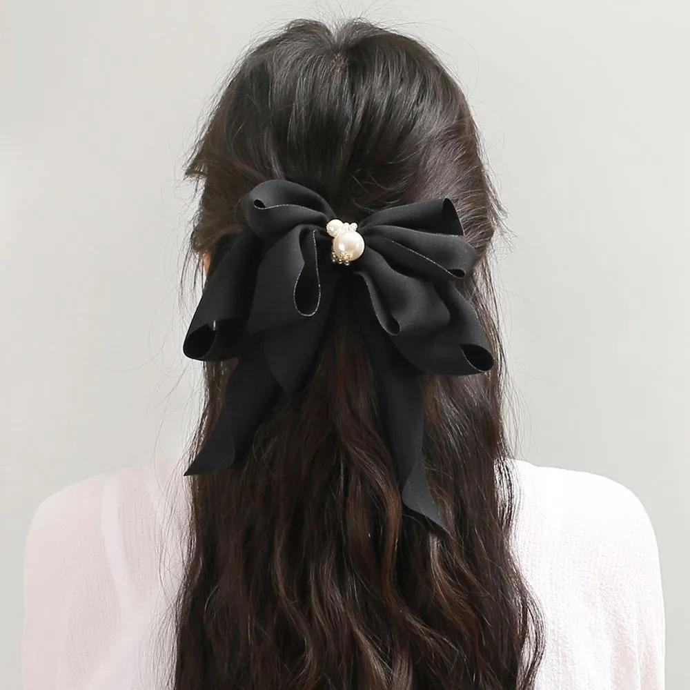 Hairpin Ribbon Pin Angel Scrunchie Butterfly Pearl Automatic Hairpin Black Vidastory