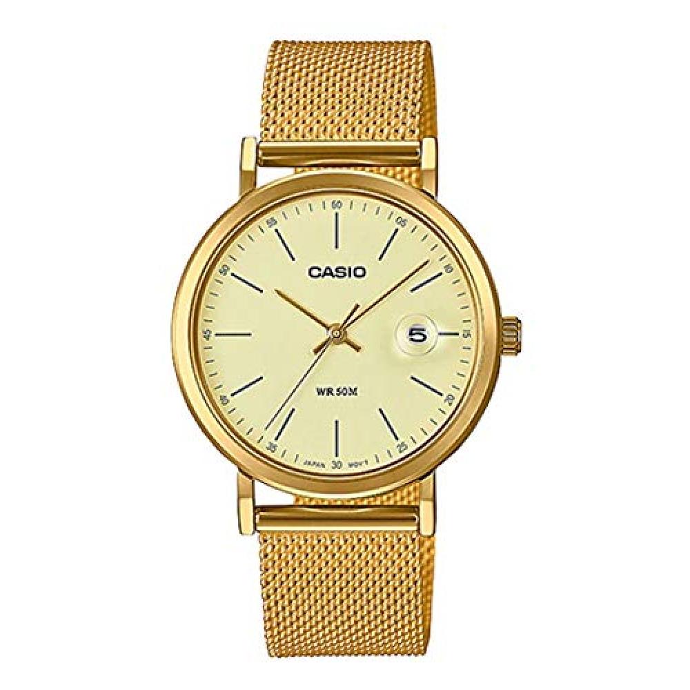

Casio Ltp E175mg 9ev [Casio] Кварцевые женские наручные часы с кремовым циферблатом и металлическим ремешком из золотой сетки