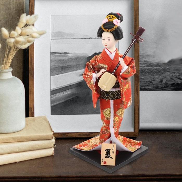 TOYMYTOY 12.60-inch Traditional Geisha Doll – Kimono Decoration, Stable Base – Home/Office, Souvenir/Gift, Bright Colors, Summer