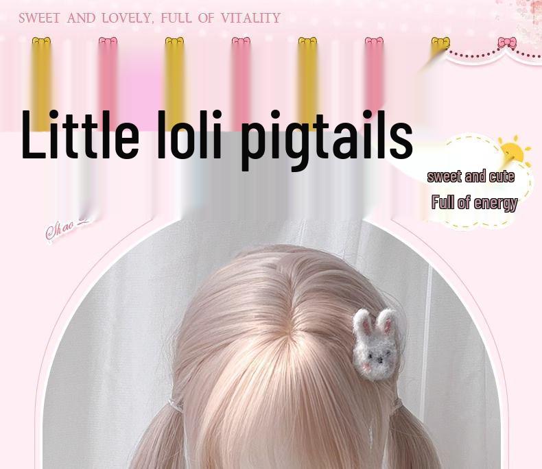 Dámská Lolita dlouhá kudrnatá paruka v barvě Mist Pink Gold s dvojitými culíky