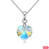 Heart Necklaces Pendant Crystals for Women Girls Gift Silver Chain Girl Jewelry