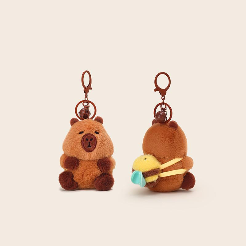Capybara Bee Backpack Bees Spit Bubbles Plush Keychain For Kids And Bag Decor