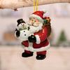 Christmas Ornament 2D Flat Acrylic Santa Claus/Snowman/Puppy Christmas Tree Hanging Ornaments for Holiday Tree Window Wall Decor