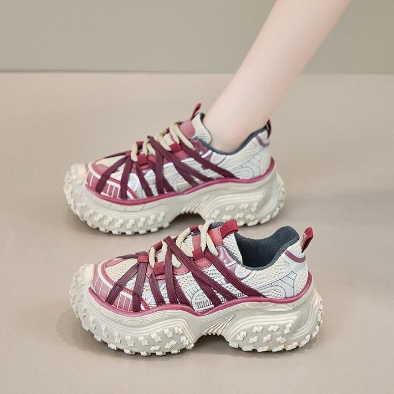 Korean Version New Dad Shoes For Women,  Spring And Autumn Student Running Sports Thick Soled Height Increasing Casual Shoes