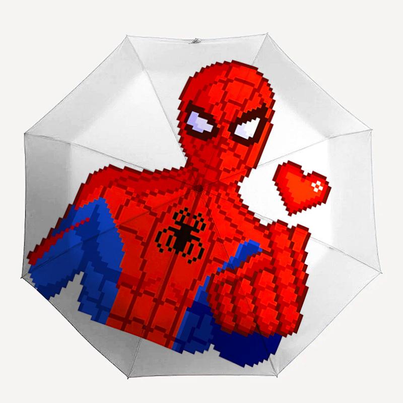

1pc Spider-Man Heart Automatic Folding Umbrella - Compact 8-Rib Design, Durable Plastic & Iron, Daily Use F104028