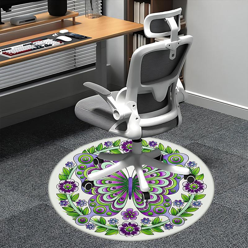 

Charming Butterfly Office Carpet Chair Mats, Floral Decorative Rug for Home Office, Living Room, Bedroom, Gift Idea1118155a 80cm by 80cm