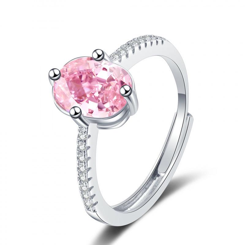 Women's Pink Zircon Micro-inlaid Ring: Elegant European & American Style Finger Jewelry