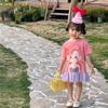Girls Summer Ruffled Mesh Dress with Cute Cartoon Print Princess