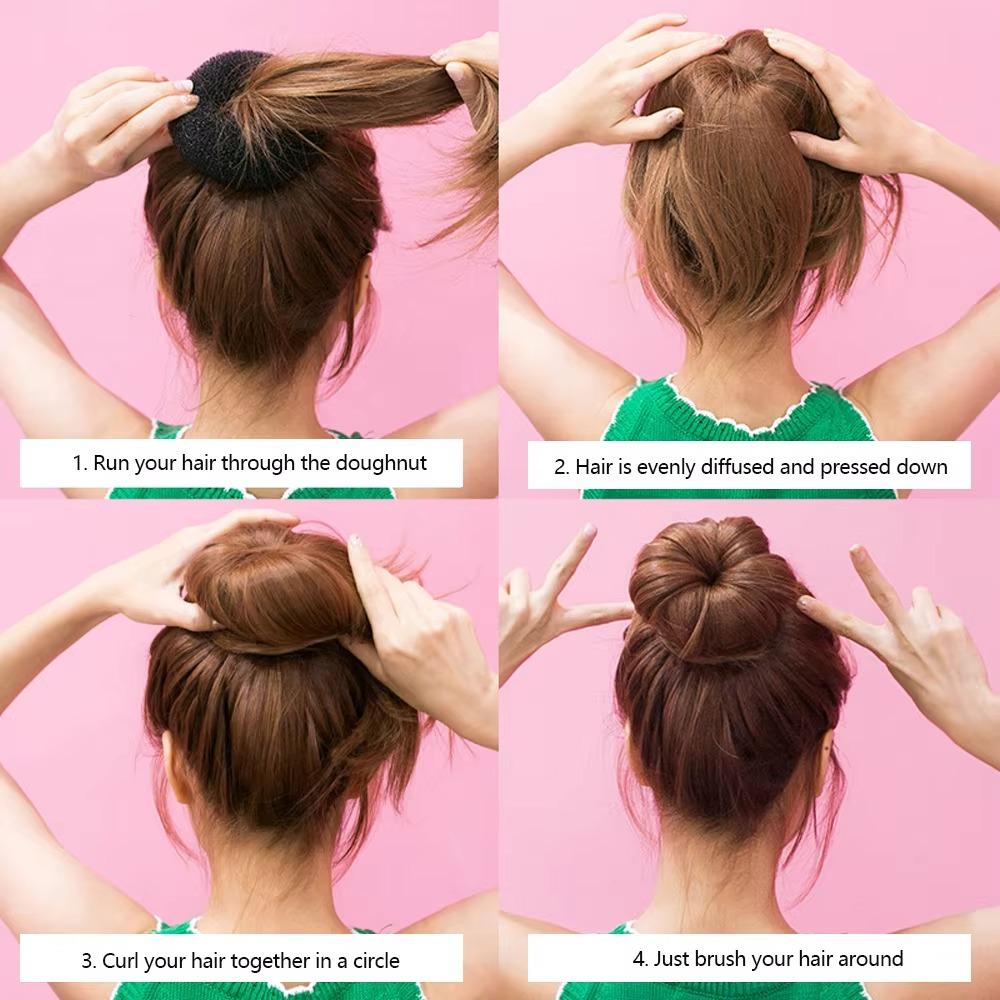 New Fluffy Hair Ring Nylon Elastic Donut Hair Bun Maker Styling Decoration Hair Styler for Girls Women