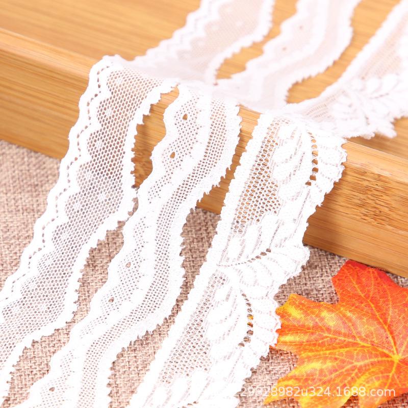 Black And White Lace Elastic Skirt, Children'S Clothes Hem Decorative Mesh Hollow Belt Diy Accessories Fabric