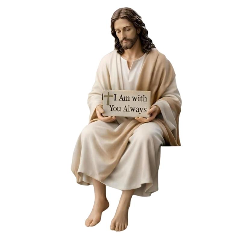 Inspirierende Christusstatue mit handbemaltem Detail Harz Schreibtisch-Begleitfigur Christliches Ornament Religiöses Geschenk